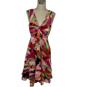 Donna Ricco New York Abstract‎ Print 100% Silk Dress Sleeveless Lined Size 12